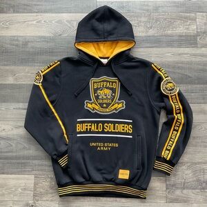 Bigboy HeadGear Army Buffalo Soldiers 1866 Hoodie Men’s MEDIUM Black Embroidered